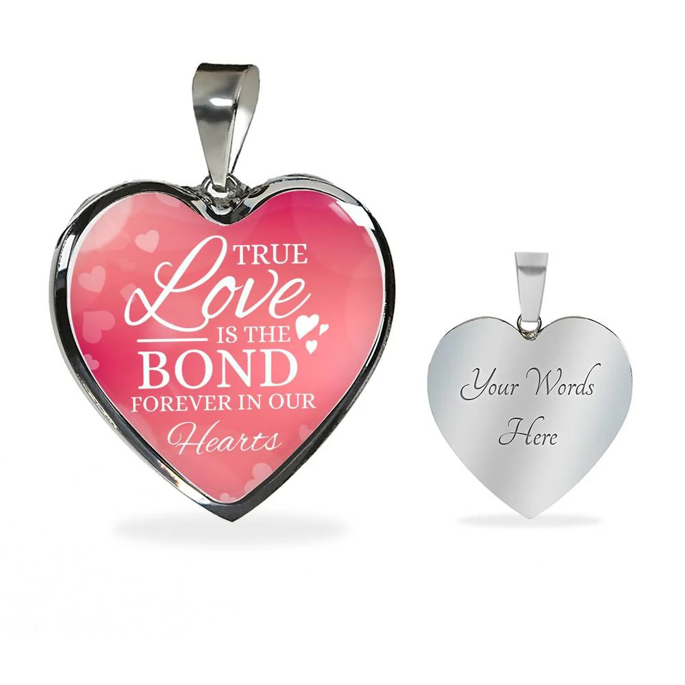 Tue Love Is Forever In Our Hearts Necklace Personalized Engraved Silver Heart N